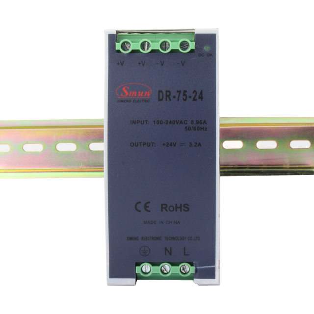 DR-75-24 Alimentation industrielle à montage sur rail DIN 75W 24VDC
